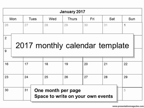 Free 2017 Monthly Calendar Powerpoint Template