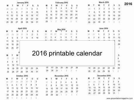 PowerPoint template â€“ a yearly calendar for 2016. You can print ...