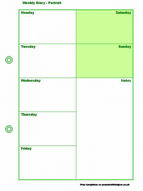 weekly calendar template mien