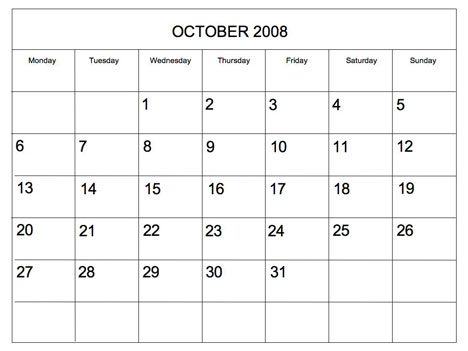 Blank Monthly Calendar Template on Editable 2008 Blank Calendar Powerpoint Template Slide2