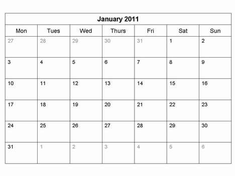 Free on Free 2011 Monthly Calendar Template Slide2