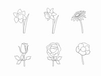 Flower Outlines Clip Art PowerPoint Template slide3