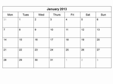 Monthly 2013 Calendar on Free 2013 Monthly Calendar Template Slide2