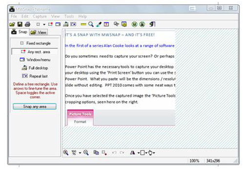 Figure 2 MWSnap main screen