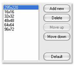 Figure 4 MWSnap Fixed size options