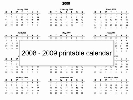 Free 2008 printable calendar template