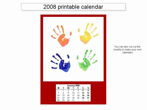 Free 2008 printable calendar template inside page