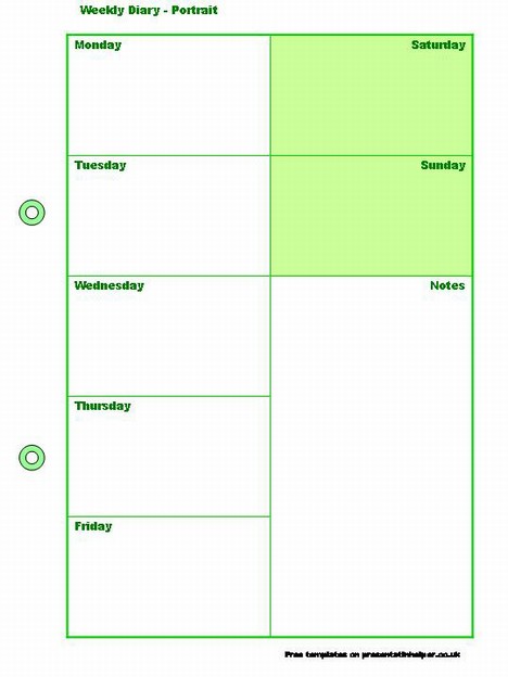 Weekly Diary Template