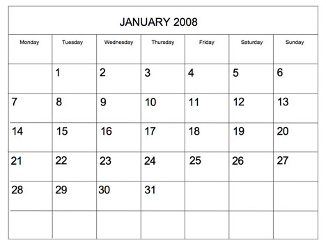 Editable 2008 Blank Calendar