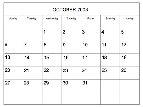 Editable 2008 Blank Calendar inside page