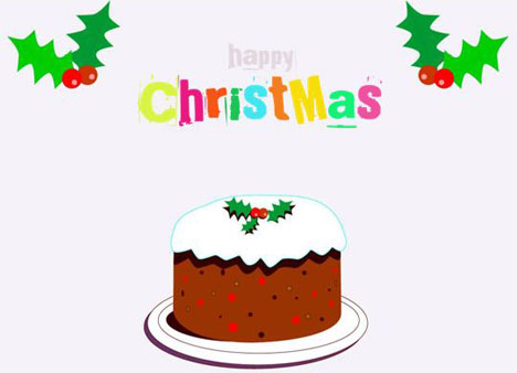 Cartoon Christmas Cake Card