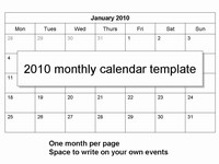 2010 Monthly Calendar Template thumbnail