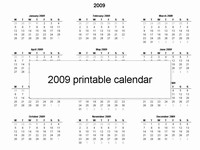Free 2009 printable calendar template thumbnail
