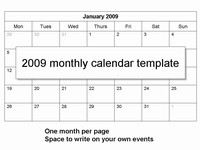 Monthly 2009 calendar template thumbnail