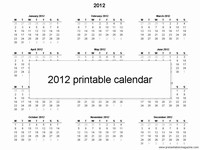 Free 2012 printable calendar template thumbnail