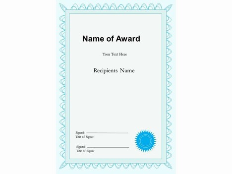 Portrait Certificate Template inside page