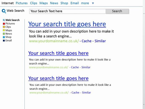 Web Search Template inside page