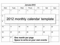 Free 2012 Monthly Calendar Template thumbnail