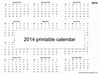 Free 2014 printable calendar template thumbnail