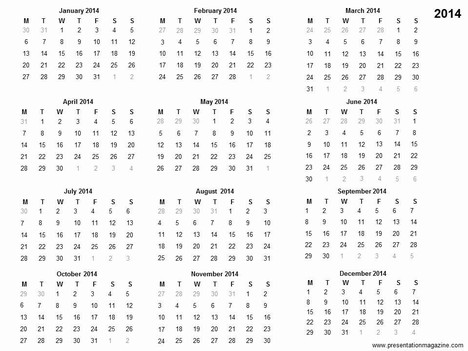 calendar templates 2014