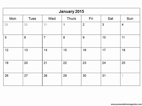 Free 2015 Monthly Calendar Template inside page