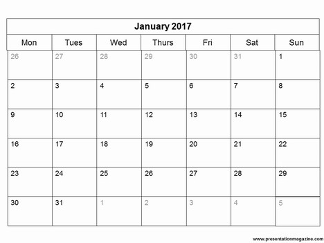 Free 2017 Monthly Calendar Powerpoint Template inside page