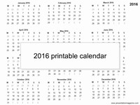 Free 2016 printable calendar template thumbnail