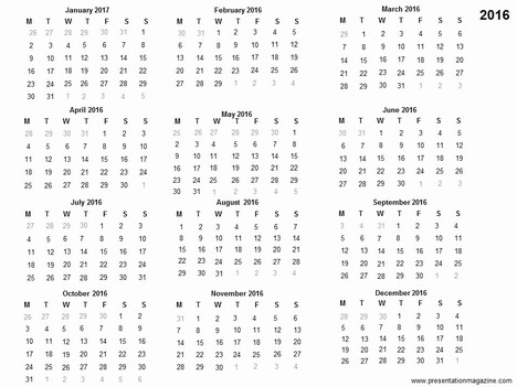 free 2016 printable calendar template