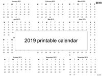 Free 2019 printable calendar template thumbnail