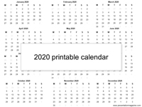 Free 2020 printable calendar template thumbnail