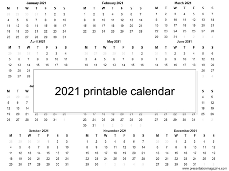 Free 2021 Printable Calendar Template