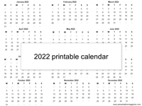 Free 2022 Printable Calendar Template thumbnail