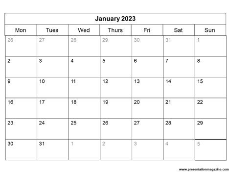 Free 2023 Monthly Calendar Template