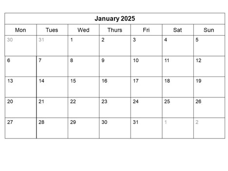 Free 2025 Monthly Calendar Template inside page