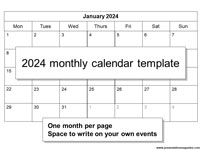 Free 2024 Monthly Calendar Template thumbnail