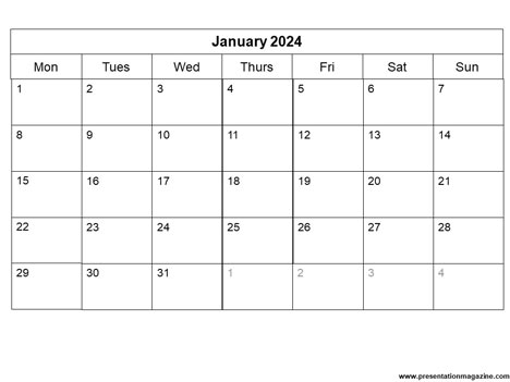 Free 2024 Monthly Calendar Template inside page